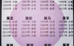 生肖五行年份与十二生肖出生年份对照表