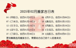 2025年搬家黄道吉日查询  2025年适合搬家的好日子