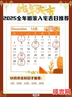 2025年12月卖房吉日一览 2025年12月哪天适合卖房子-第1张图片