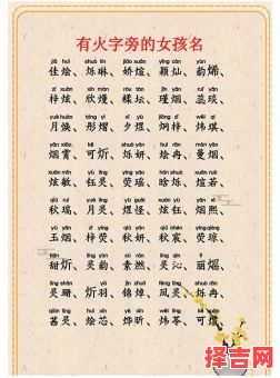 火子字旁的字女生名字 火子旁的字女孩子名字-第1张图片